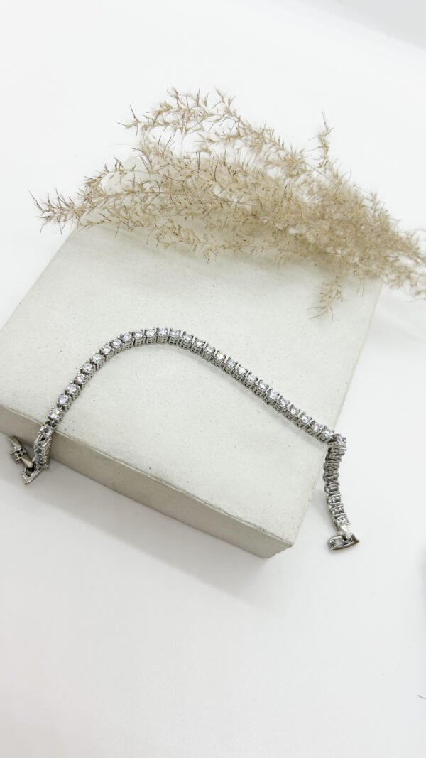 Pulsera cristal tennis plateada