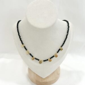 Cadena crital negro charm dorado