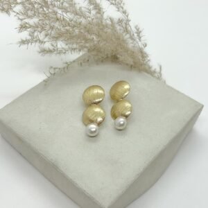 Arete stud doble boton perla