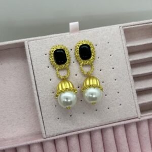 Arete cristal negro perla